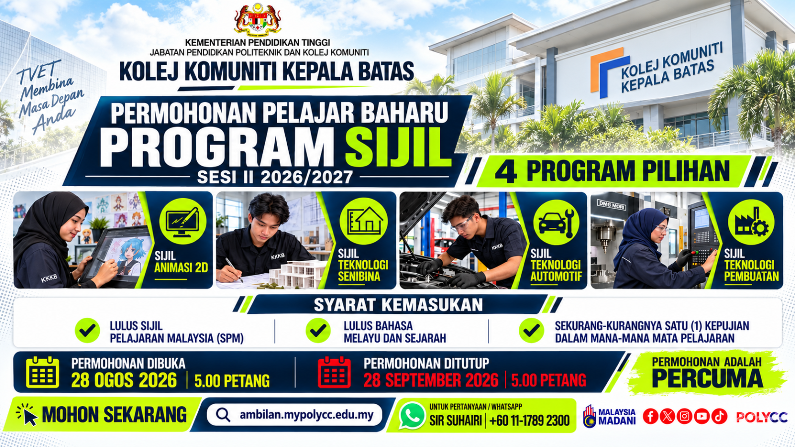 Kepala Batas College Admissions Banner